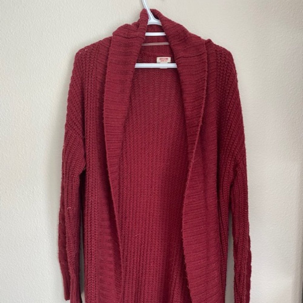 Burgundy Red Knit Cardigan
